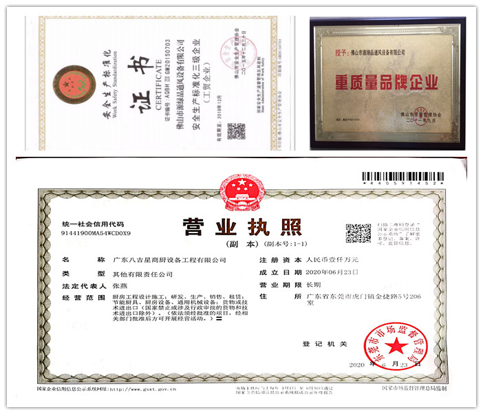 八吉星商用廚房公司營業(yè)執(zhí)照、證書